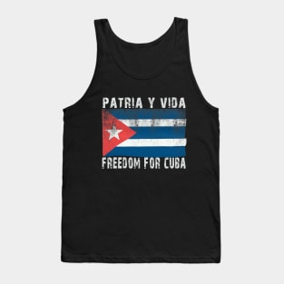 Patria Y Vida Freedom For Cuba Cuban Flag Vintage Tank Top